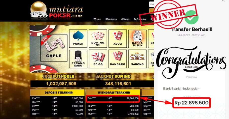 Bukti Withdraw (22.905.000.- ) Member Setia Mutiarapoker