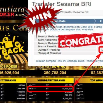 Bukti Withdraw ( 15.155.555.- ) Member Setia Mutiarapoker