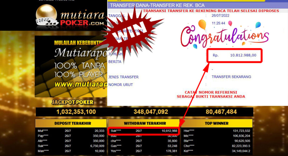 Bukti Withdraw ( 10.812.988.- ) Member Setia Mutiarapoker