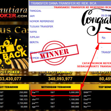 Bukti Withdraw (5.000.000.- ) Member Setia Mutiarapoker