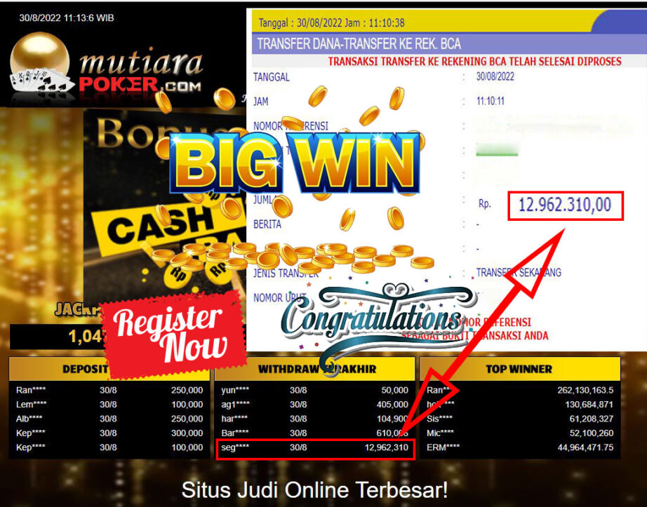 Bukti Withdraw (12.962.310,- ) Member Setia Mutiarapoker