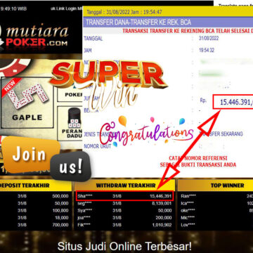 Bukti Withdraw (15.446.391,- ) Member Setia Mutiarapoker