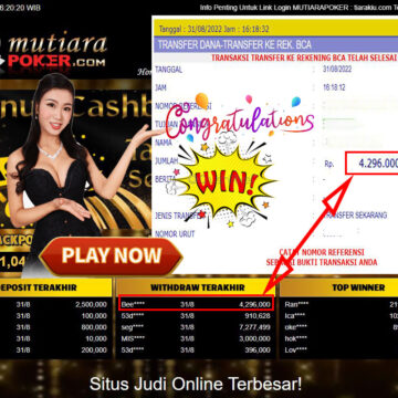 Bukti Withdraw (4.296.000,- ) Member Setia Mutiarapoker