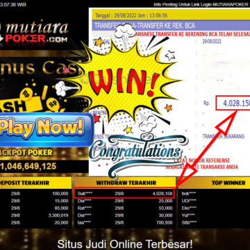 Bukti Withdraw ( 4.028.158,- ) Member Setia Mutiarapoker