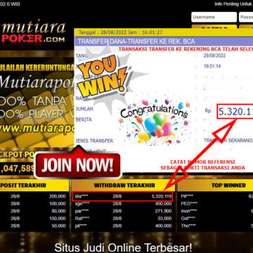 Bukti Withdraw ( 5.320.119,- ) Member Setia Mutiarapoker