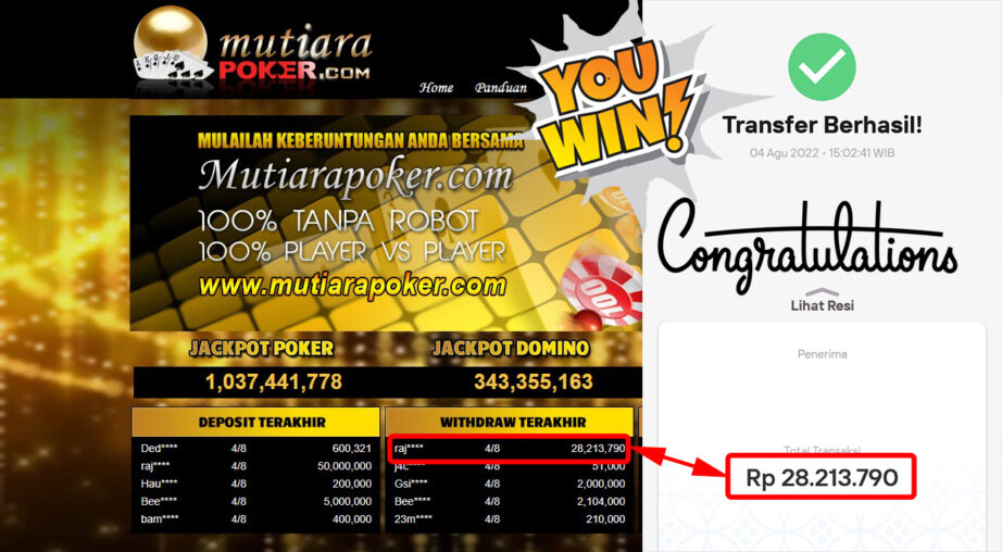 Bukti Withdraw ( 28.213.790.- ) Member Setia Mutiarapoker