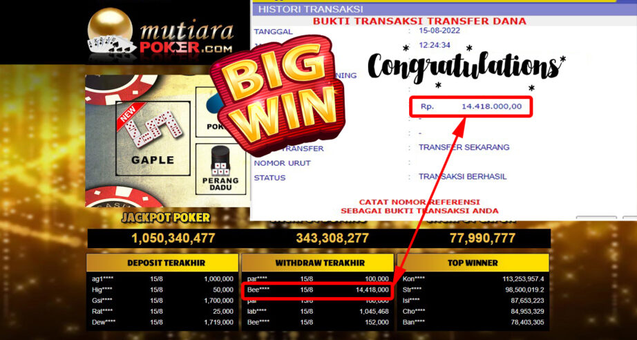 Bukti Withdraw ( 14.418.000,- ) Member Setia Mutiarapoker