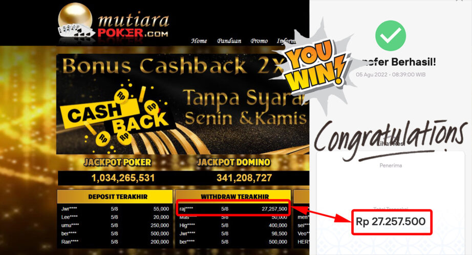 Bukti Withdraw ( 27.257.500.- ) Member Setia Mutiarapoker