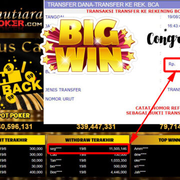 Bukti Withdraw ( 11.505.146,- ) Member Setia Mutiarapoker