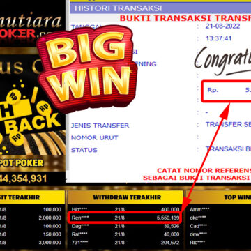 Bukti Withdraw ( 5.550.139,- ) Member Setia Mutiarapoker