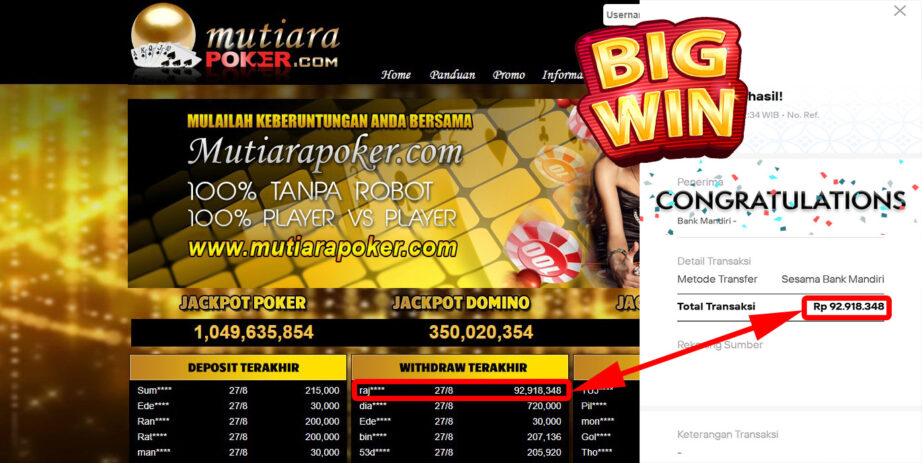 Bukti Withdraw ( 92.918.348,- ) Member Setia Mutiarapoker