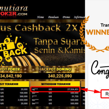 Bukti Withdraw ( 27.554.451.- ) Member Setia Mutiarapoker