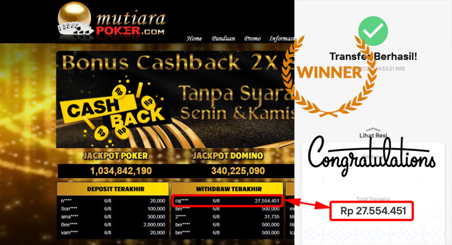 Bukti Withdraw ( 27.554.451.- ) Member Setia Mutiarapoker