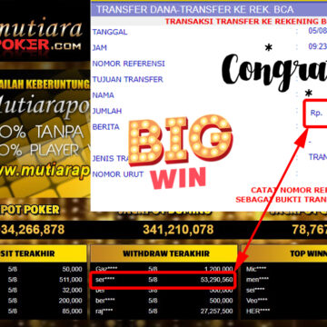 Bukti Withdraw ( 53.290.560.- ) Member Setia Mutiarapoker