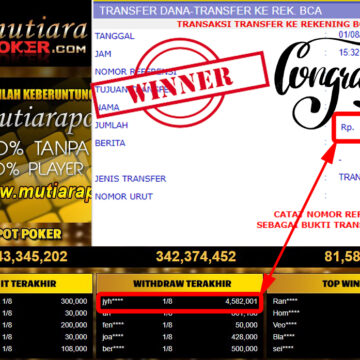 Bukti Withdraw ( 4.582.001.- ) Member Setia Mutiarapoker