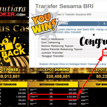 Bukti Withdraw ( 4.202.000.- ) Member Setia Mutiarapoker