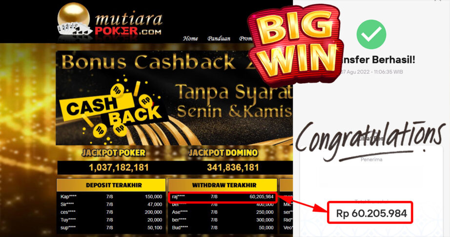 Bukti Withdraw ( 60.205.984..- ) Member Setia Mutiarapoker