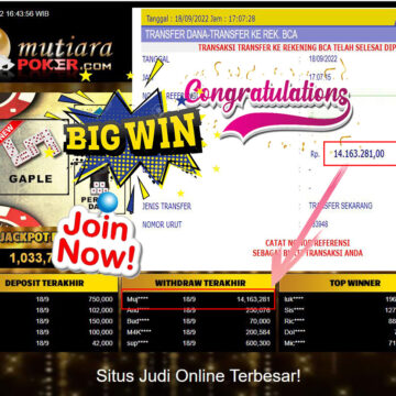 Bukti Withdraw (14.163.281,- ) Member Setia Mutiarapoker