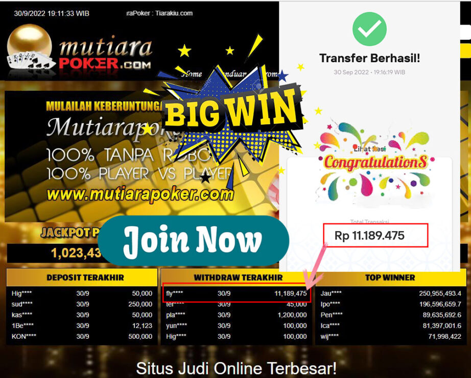 Bukti Withdraw (11.189.475- ) Member Setia Mutiarapoker