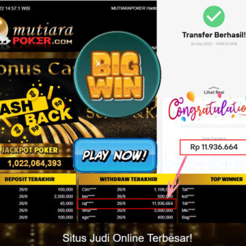 Bukti Withdraw (11.936.664- ) Member Setia Mutiarapoker