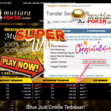 Bukti Withdraw ( 25.363.000,- ) Member Setia Mutiarapoker