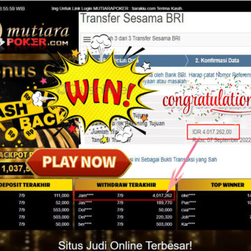 Bukti Withdraw (4.017.262,- ) Member Setia Mutiarapoker