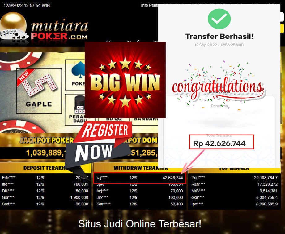 Bukti Withdraw (42.626.744,- ) Member Setia Mutiarapoker