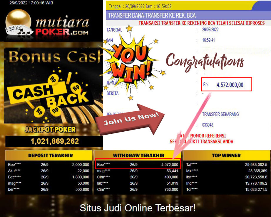 Bukti Withdraw (4.572.000- ) Member Setia Mutiarapoker