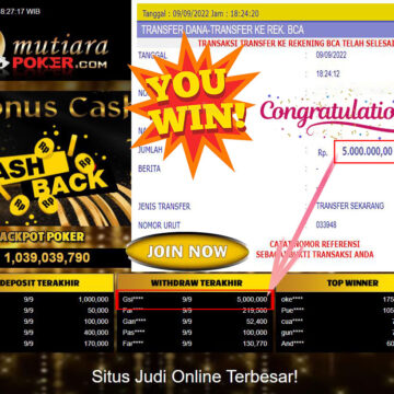 Bukti Withdraw (5.000.000,- ) Member Setia Mutiarapoker