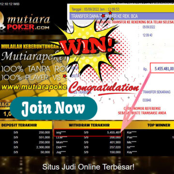 Bukti Withdraw (5.455.481,- ) Member Setia Mutiarapoker