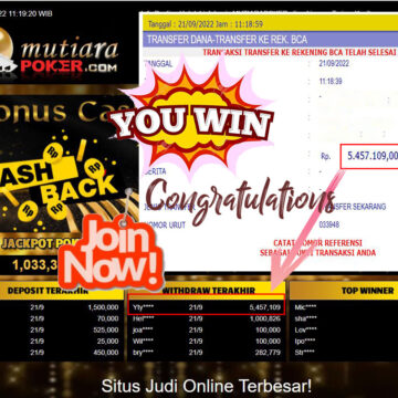 Bukti Withdraw (5.457.109- ) Member Setia Mutiarapoker