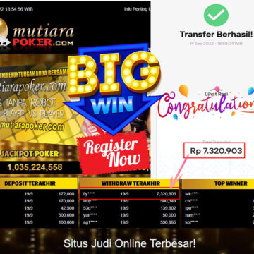 Bukti Withdraw (7.320.903- ) Member Setia Mutiarapoker