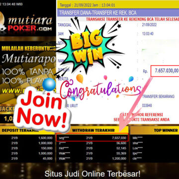 Bukti Withdraw (7.657.030- ) Member Setia Mutiarapoker