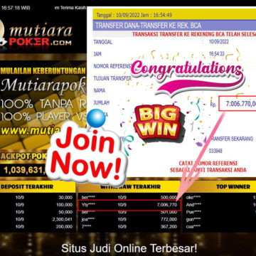 Bukti Withdraw (7.006.770,- ) Member Setia Mutiarapoker