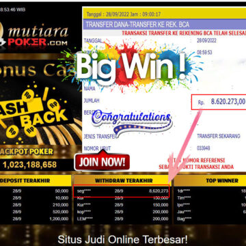 Bukti Withdraw (8.620.273- ) Member Setia Mutiarapoker