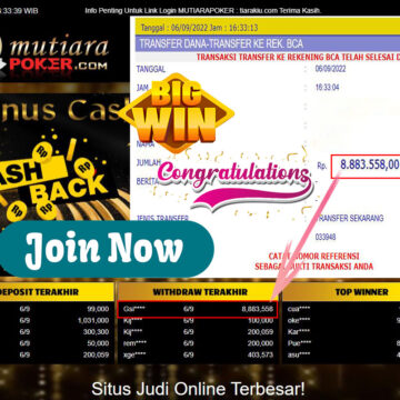 Bukti Withdraw (8.883.558,- ) Member Setia Mutiarapoker