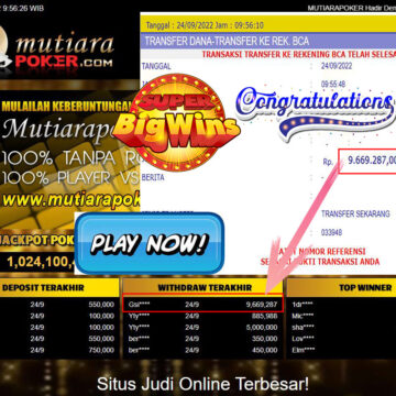 Bukti Withdraw (9.669.287- ) Member Setia Mutiarapoker