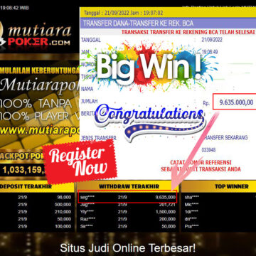 Bukti Withdraw (9.635.000- ) Member Setia Mutiarapoker