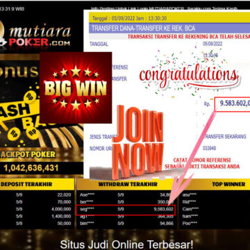 Bukti Withdraw (9.583.602,- ) Member Setia Mutiarapoker