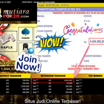 Bukti Withdraw (4.604.083,- ) Member Setia Mutiarapoker