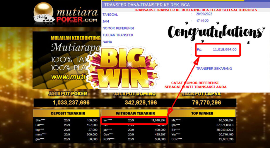 Bukti Withdraw (11.018.994- ) Member Setia Mutiarapoker