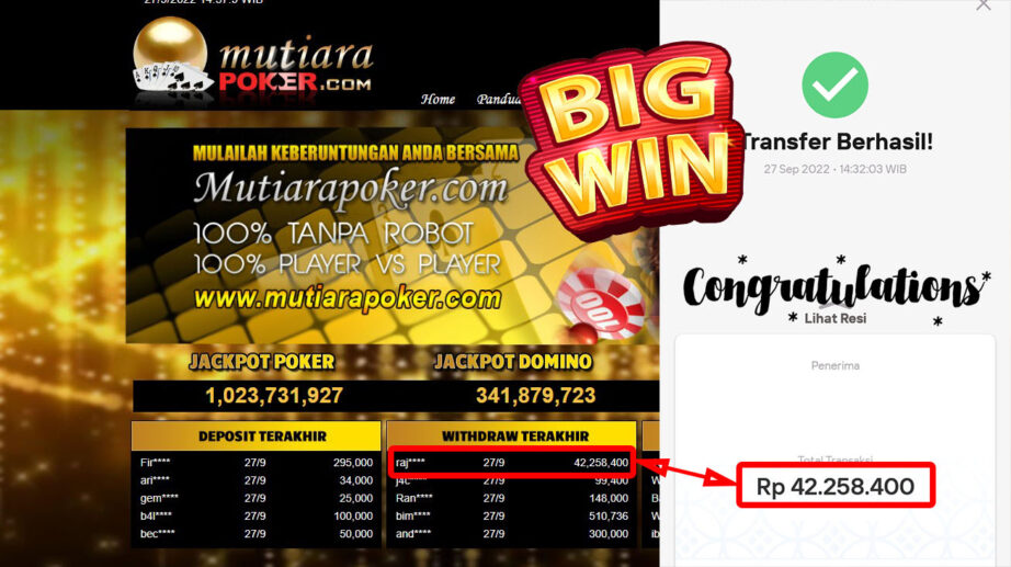 Bukti Withdraw (42.258.400- ) Member Setia Mutiarapoker