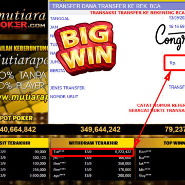 Bukti Withdraw (9.223.432,- ) Member Setia Mutiarapoker