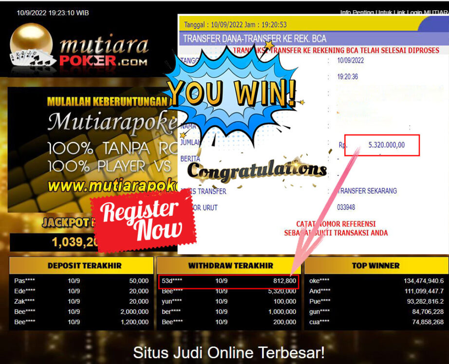 Bukti Withdraw (5.320.000,- ) Member Setia Mutiarapoker