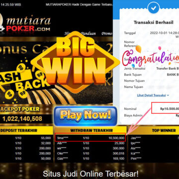 Bukti Withdraw (10.500.000- ) Member Setia Mutiarapoker