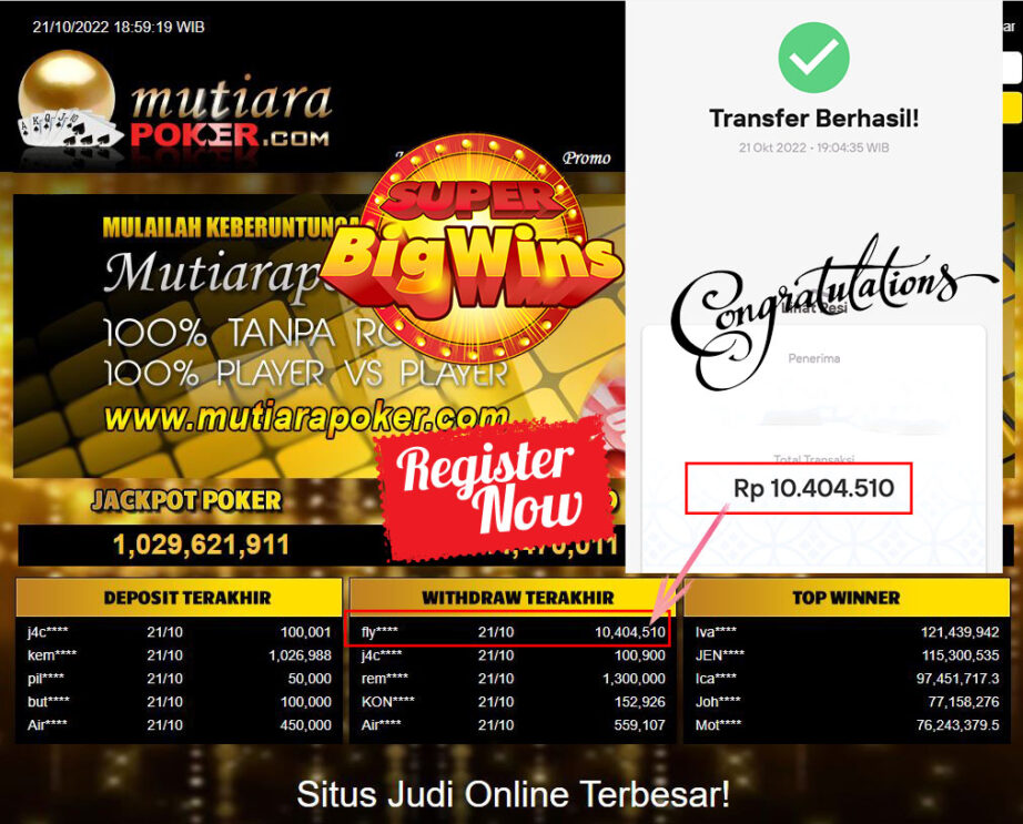 Bukti Withdraw (10.404.510- ) Member Setia Mutiarapoker