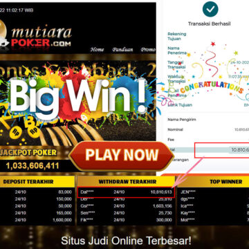 Bukti Withdraw (10.810.613- ) Member Setia Mutiarapoker