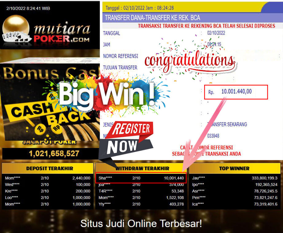 Bukti Withdraw (10.001.440- ) Member Setia Mutiarapoker