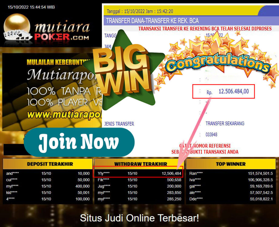 Bukti Withdraw (12.506.484- ) Member Setia Mutiarapoker