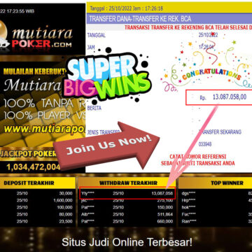 Bukti Withdraw (13.087.058- ) Member Setia Mutiarapoker